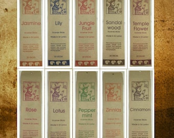 New Hand Rolled Natural Herb & Flower Enticing Aromas Orginal Incense Sticks Ceylon 20 Sticks