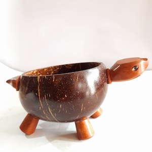 Coconut Shell Serving Bowl Turtle Handmade Tableware Salad Rice And Fruit Vegan