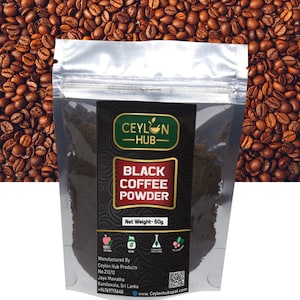 Ceylon Black Coffee Powder: 100% Natural Organic Ground