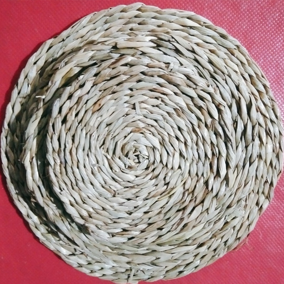 Table Straw Mat Woven Round Placemats Mats Natural Dining Placemat ...