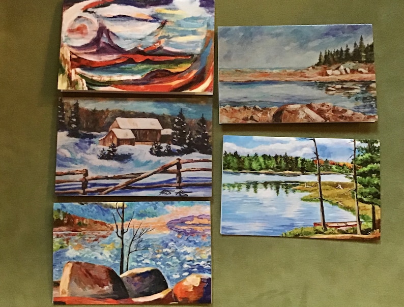 Greeting card set of 5 blank artist cards and envelopes showcasing the Georgian bay and Muskoka area for all occasions by Heather Kertzer