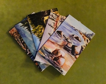 Greeting card set , five blank artist cards with envelopes showcasing Georgian bay landscapes for all occasions by Heather Kertzer