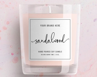 Square Candle Label Template, Printable Candle Jar Label Sticker, Custom Product Label Design #014