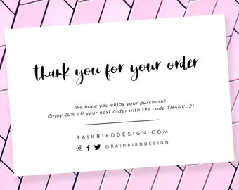 Thank You for Your Order Card Template Printable Business | Etsy