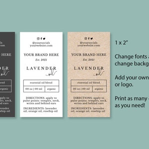 Essential Oil Label Template, Editable 5ml 10ml 15ml Essential Oils ...
