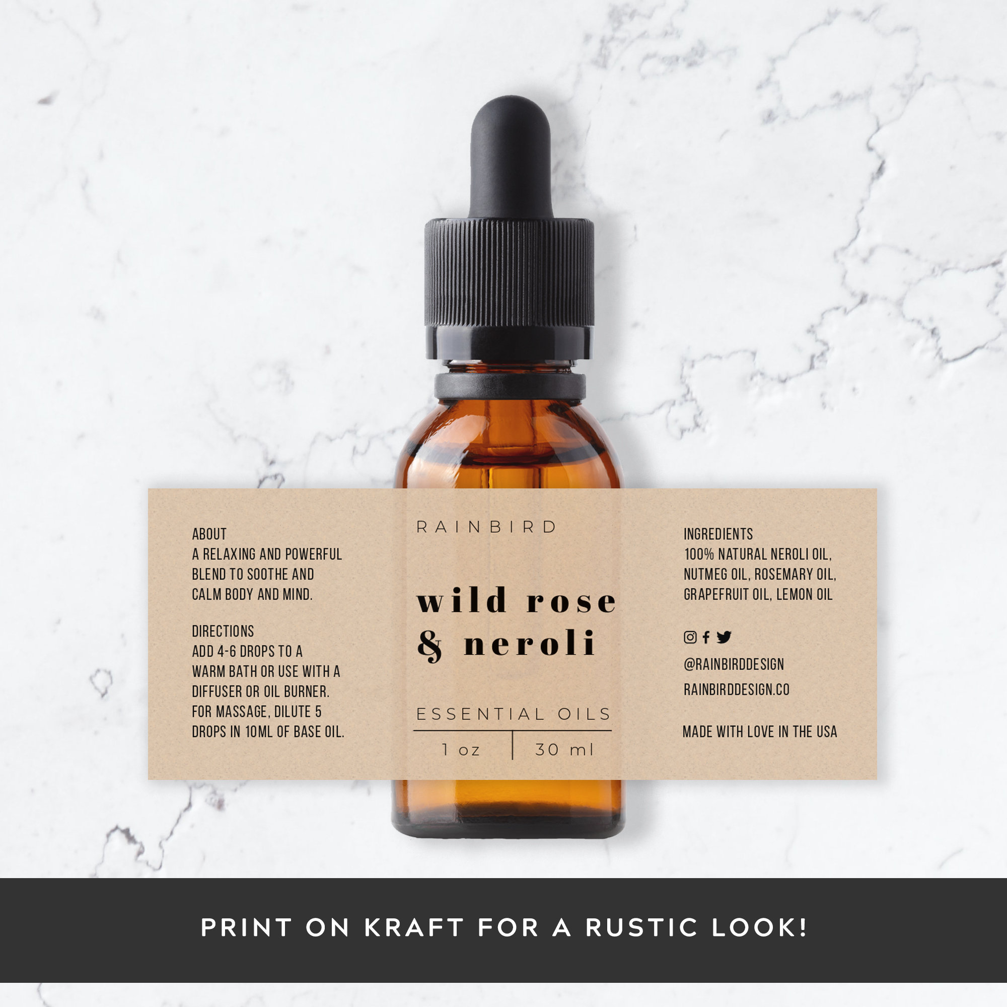 Essential Oil Bottle Labels Printable 1oz Or 2 Oz Dropper Etsy