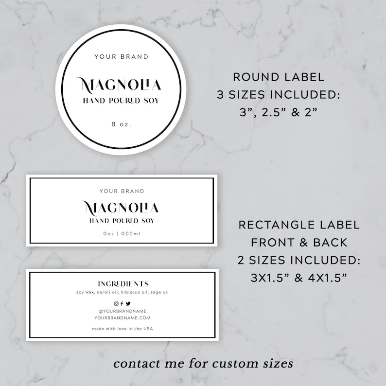 Candle Tin Labels Template Printable Minimalist Wrap Around Etsy UK