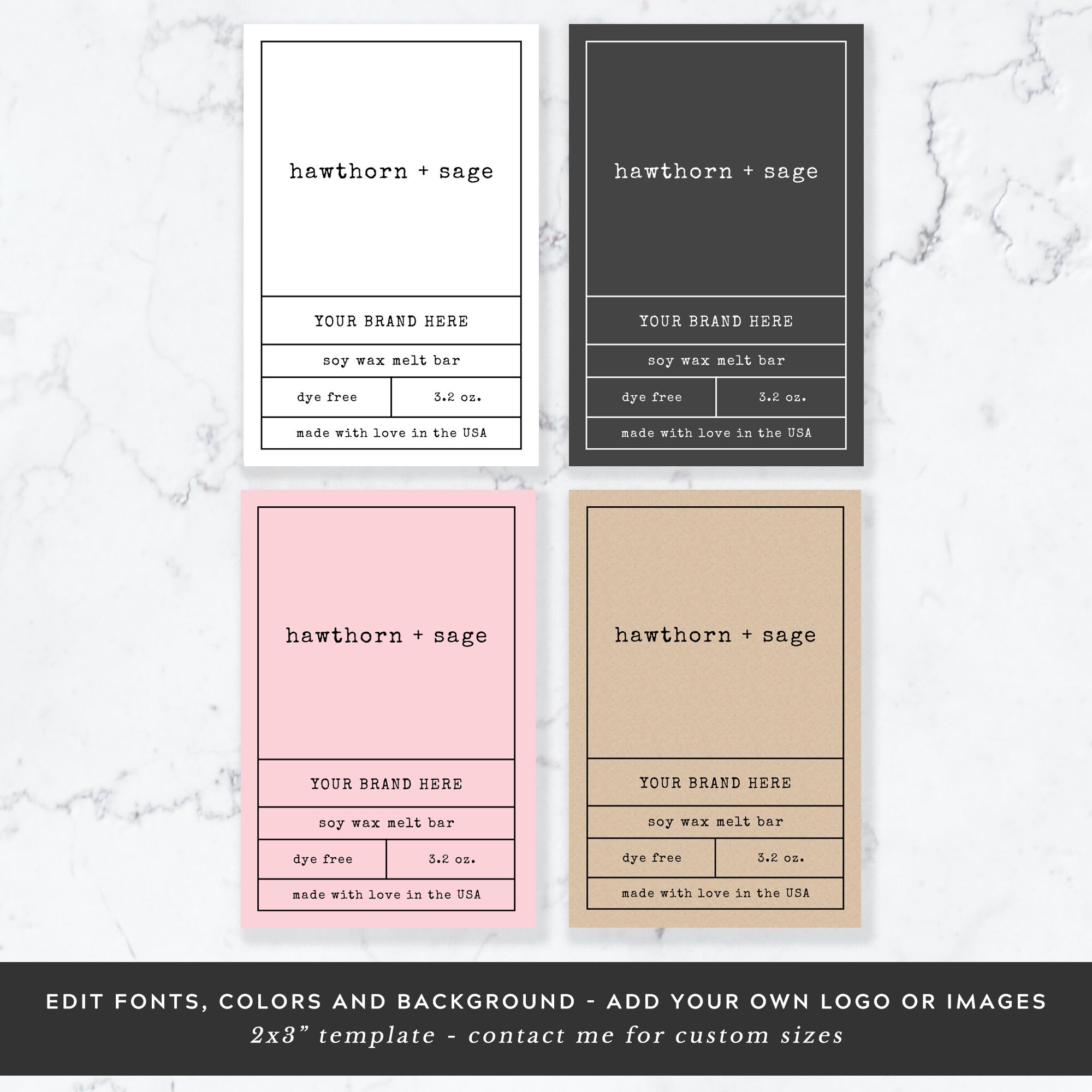wax melts label template printable wax melt rectangle label etsy