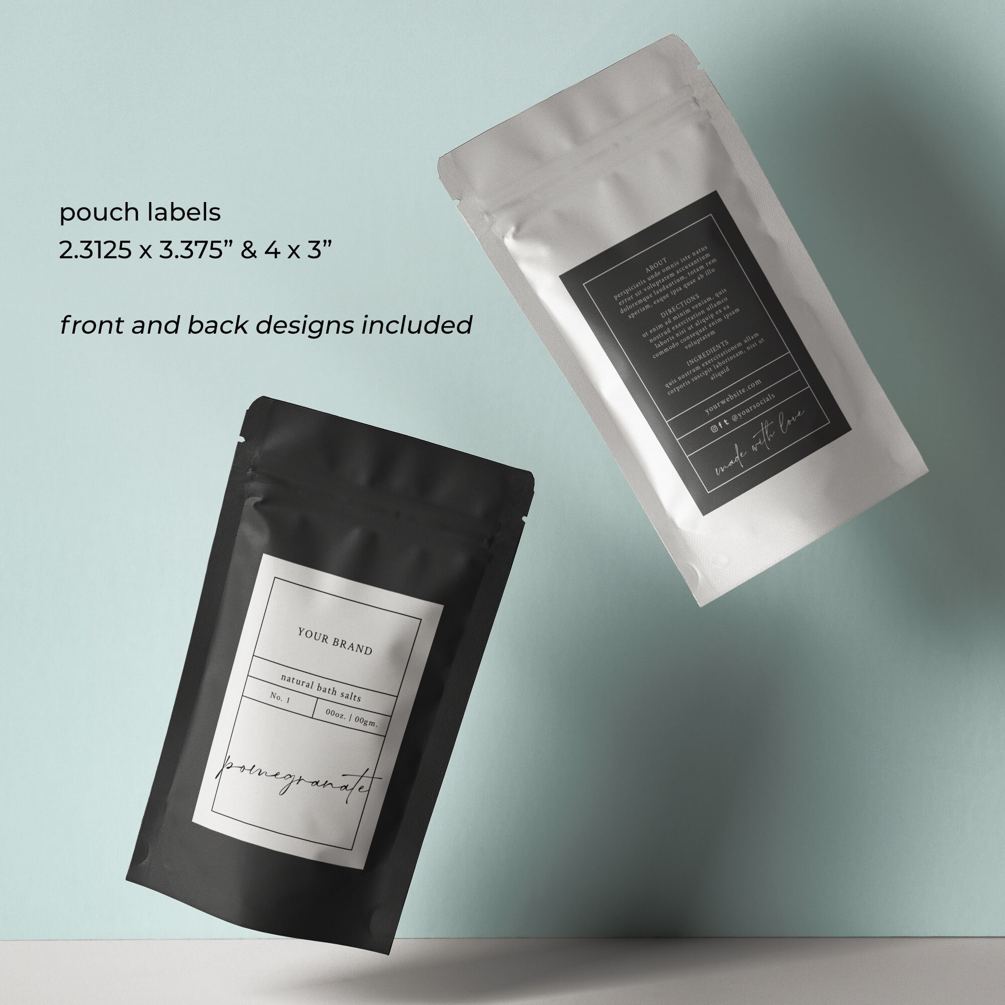 Stand Up Pouch Label Template Printable Bath Salts Label Etsy