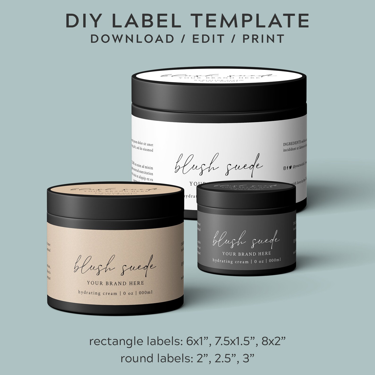 Body Butter Label Template Printable Cosmetic Jar Labels Etsy