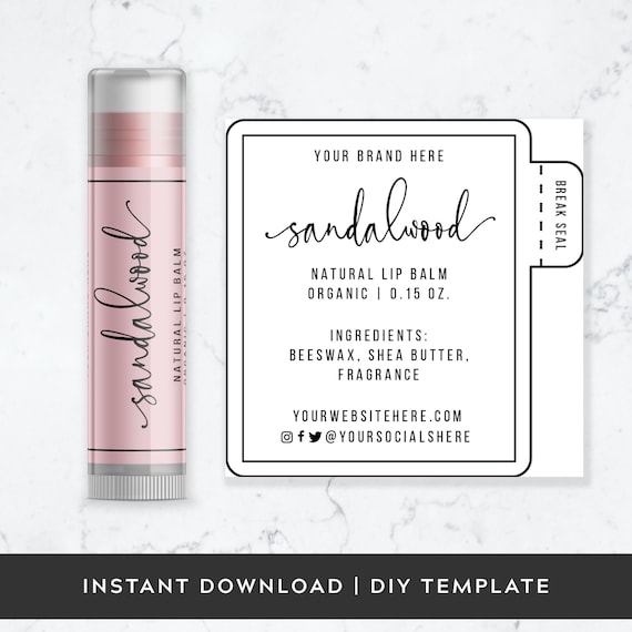 Lip Balm Label Template Printable Lip Balm Tube Labels Etsy