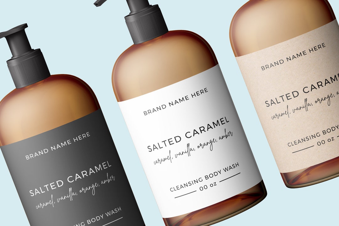 Body Wash Label Template, Printable 8oz 16oz Boston Round Body Product