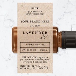 Essential Oil Label Template, Editable 5ml 10ml 15ml Essential Oils ...