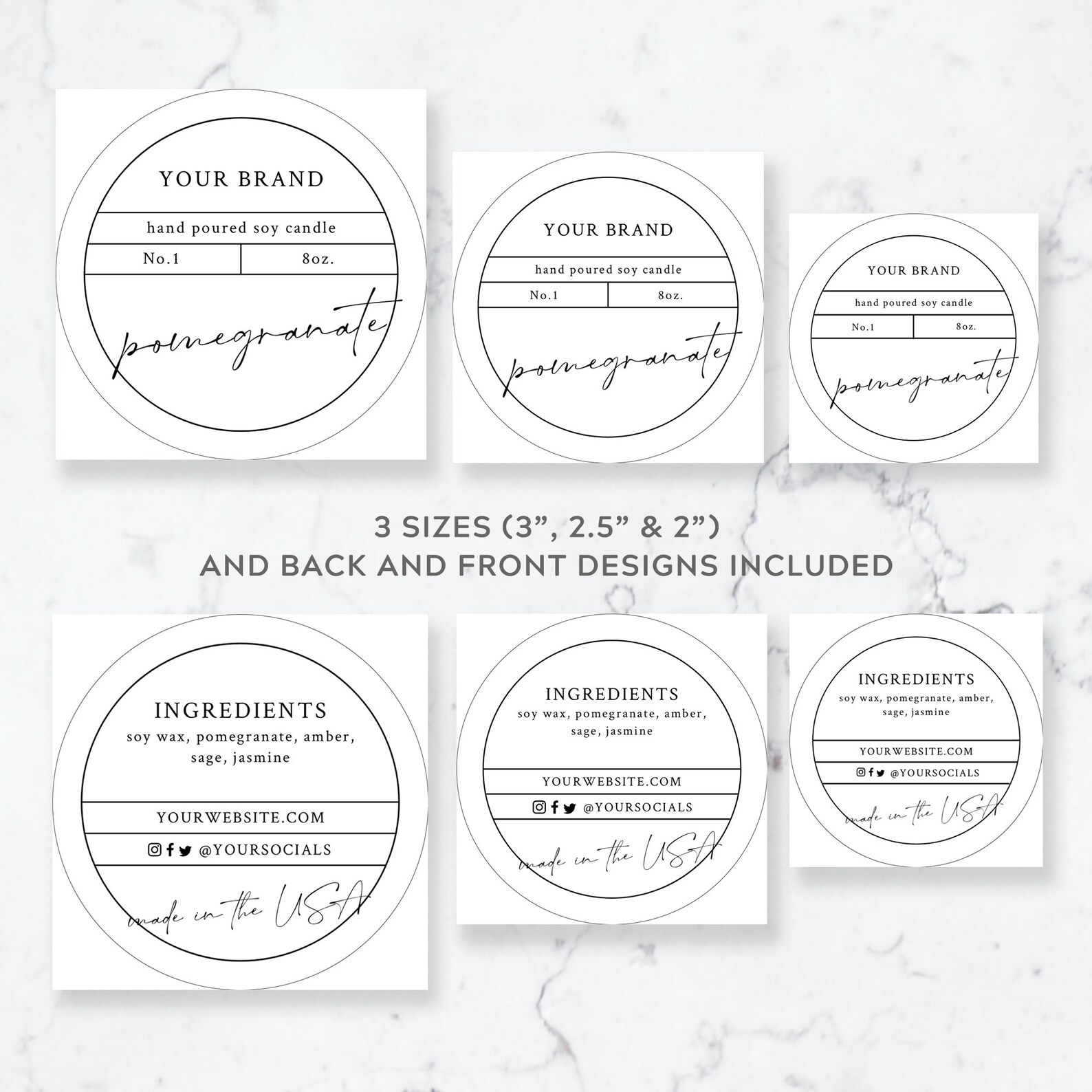 Round Candle Jar Labels Template Printable Candle Tin Label Etsy