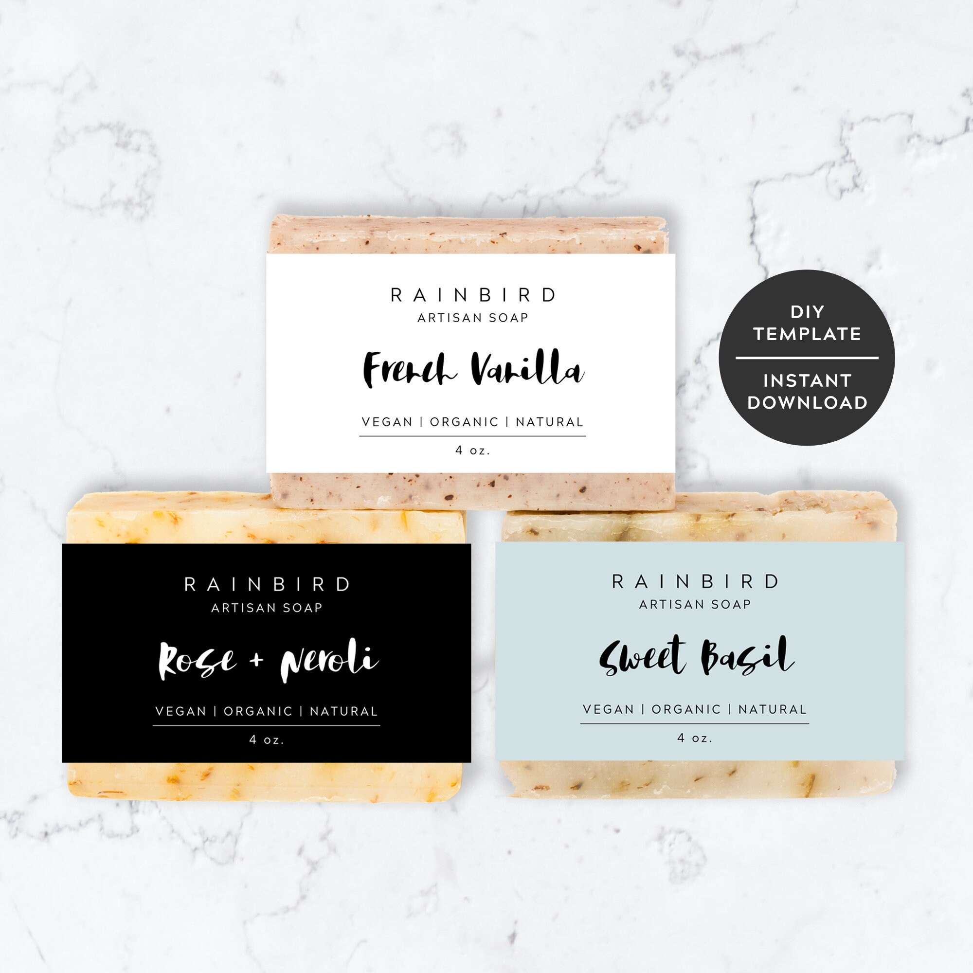 Rectangle Product Label Template Printable Minimalist Candle