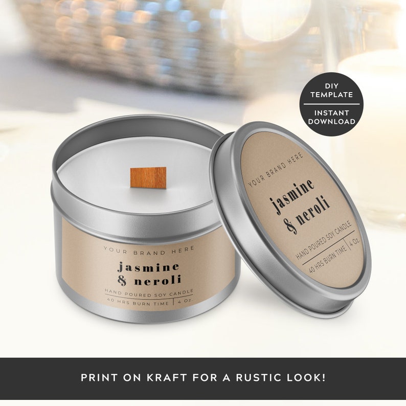 Printable Candle Tin Label Editable Candle Wrap Around Labels | Etsy