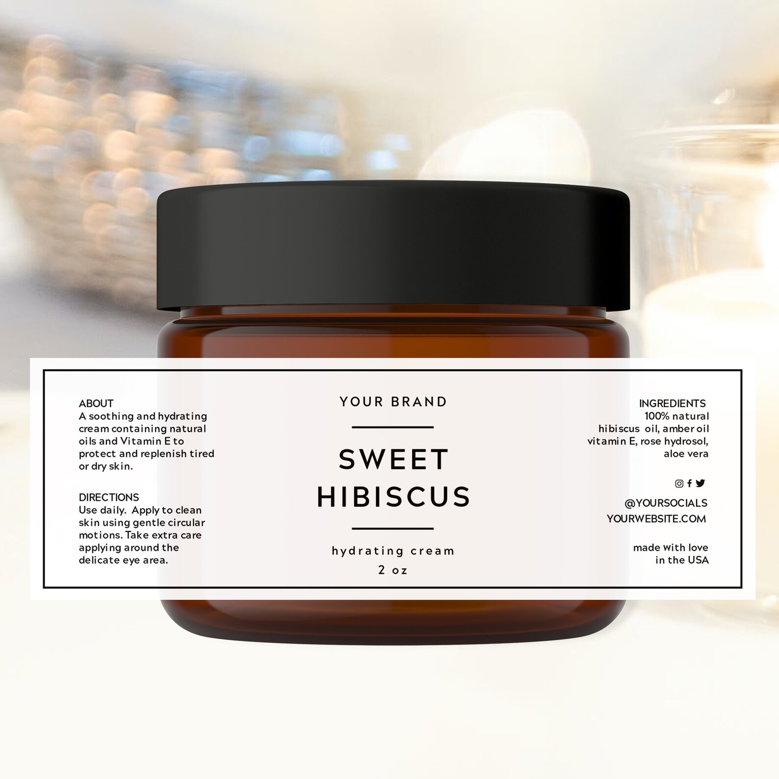 Cosmetic Jar Label Template Minimalist Face Cream Beauty | Etsy