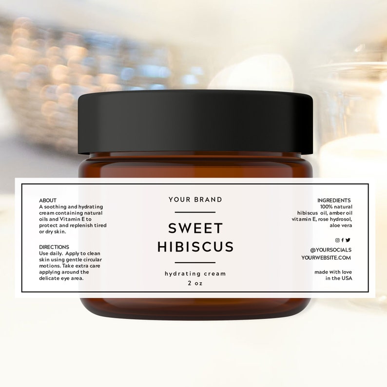 Cosmetic Jar Label Template Minimalist Face Cream Beauty Etsy