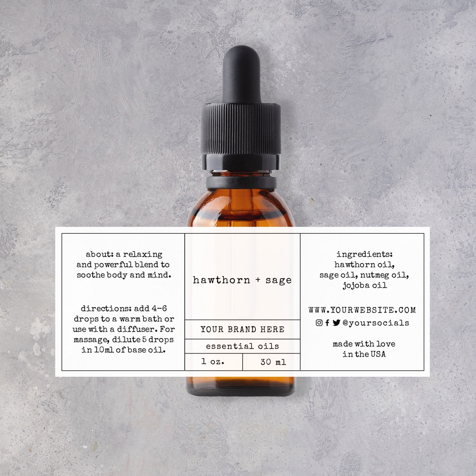 Essential Oil Bottle Labels Template Printable Essential Oils - Etsy