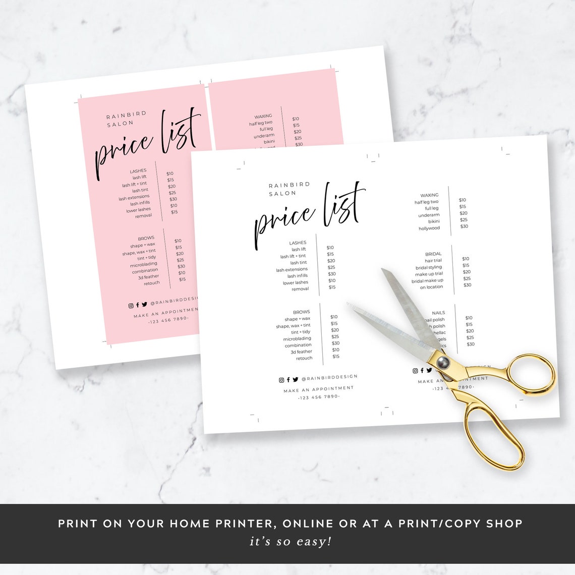 Beauty Salon Price List Template Printable Hair Stylist Price Etsy