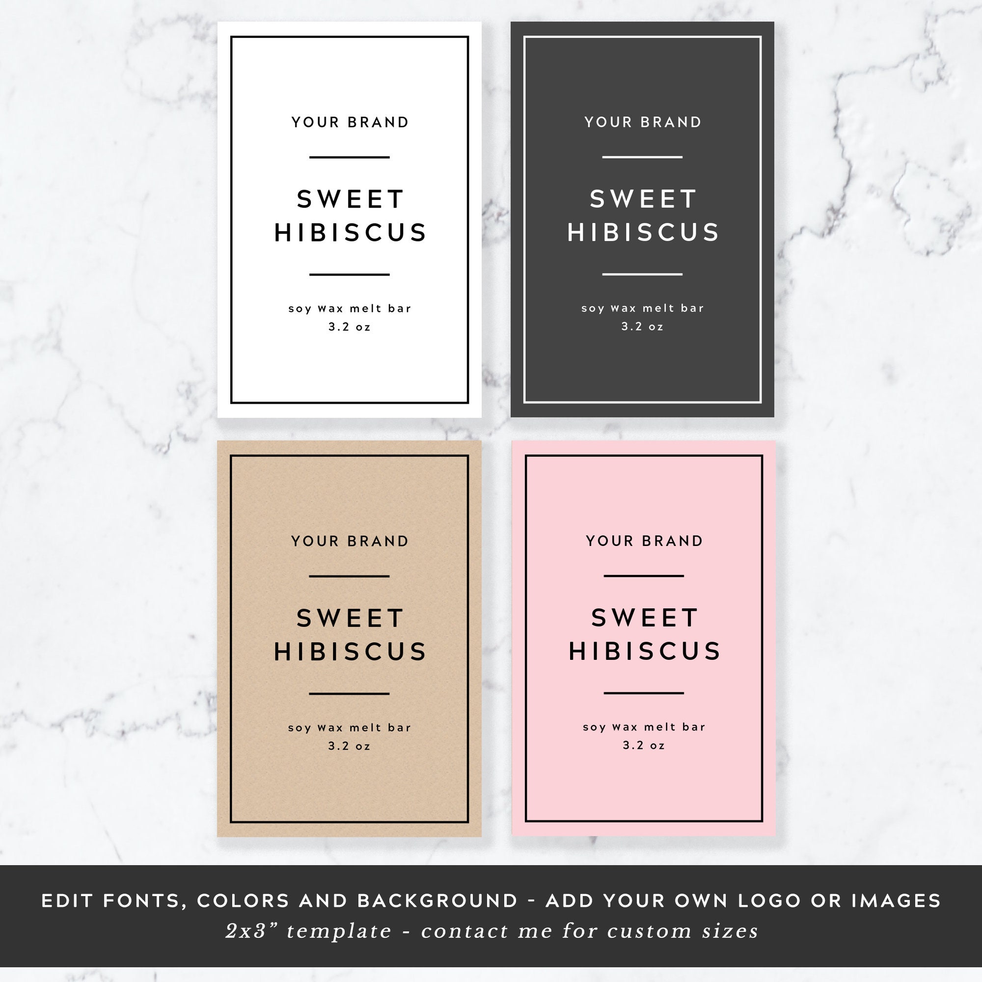 wax melt packaging label template printable minimalist wax