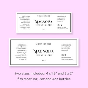 Essential Oil Labels Template, Printable Essential Oils Dropper Bottle ...