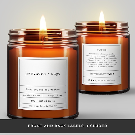 Candle Jar Label Template, Printable Minimalist Candle Labels