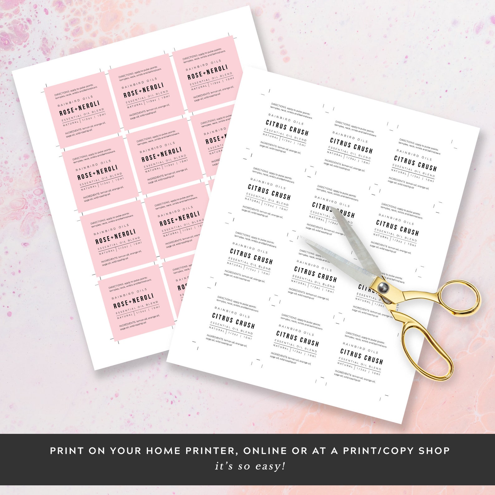Essential Oils Labels Template Printable DIY Essential Oil - Etsy