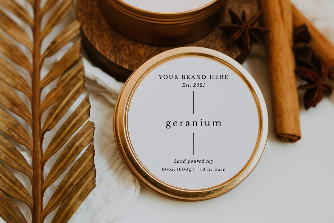 Round Candle Tin Label Template Printable Circle Candle Jar Etsy