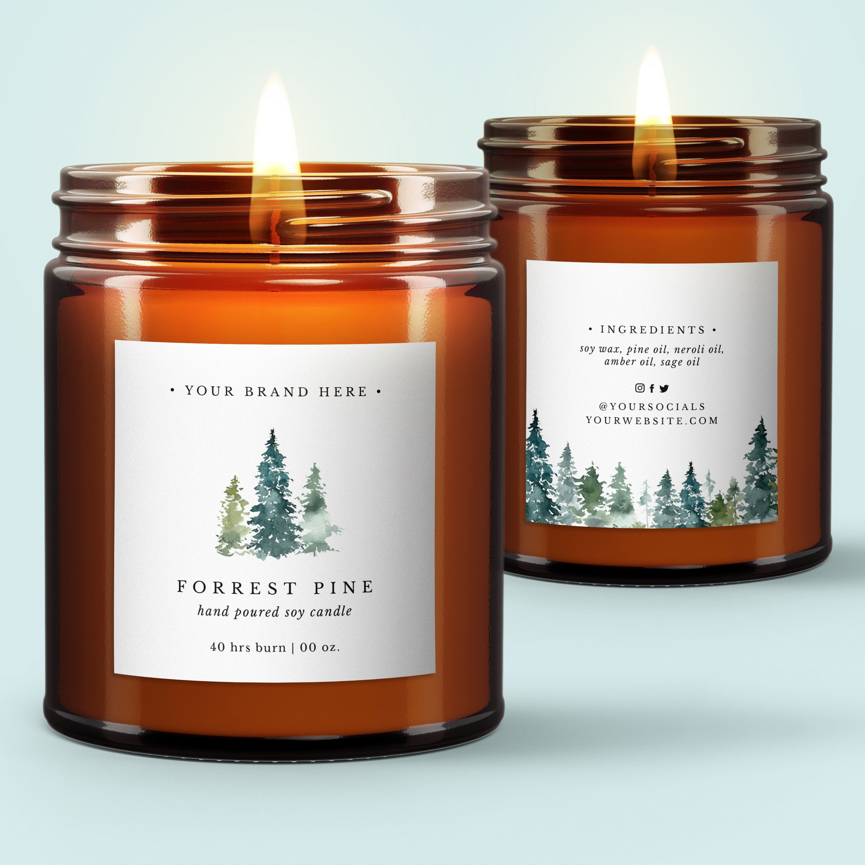 Christmas Candle Label Template Printable Square Watercolor Etsy