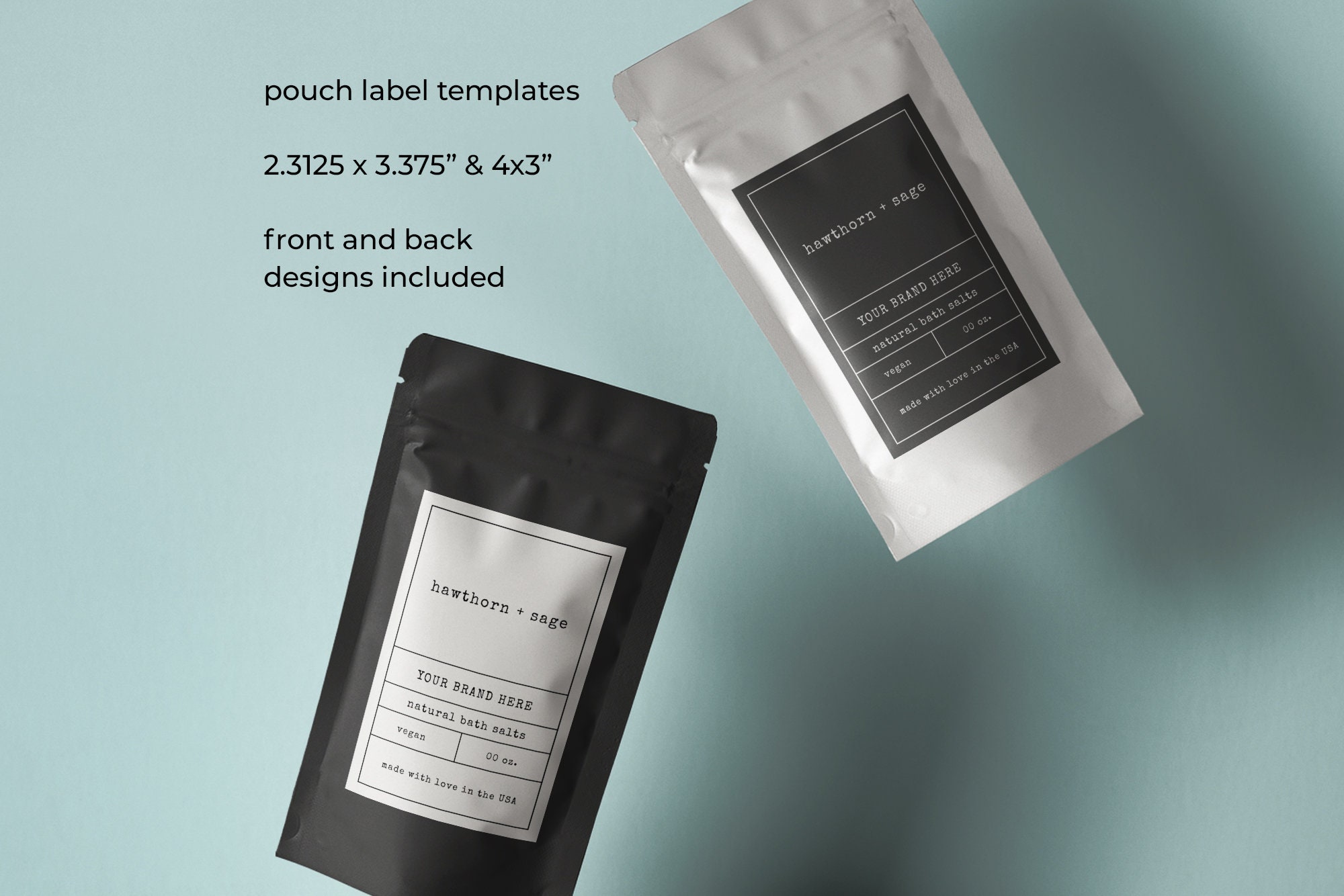 Pouch Label Template Printable Stand up Pouches Tea or Coffee | Etsy