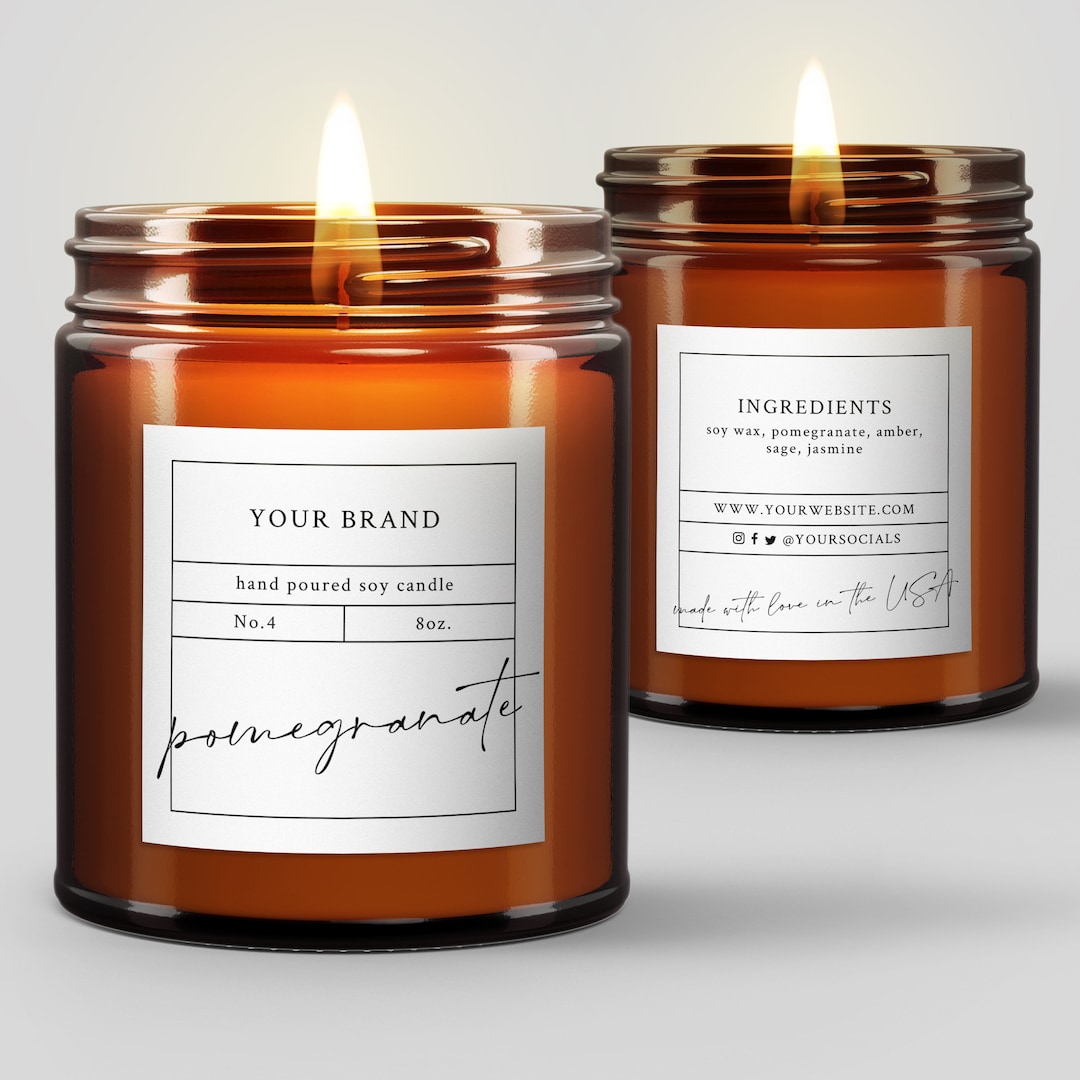 Square Candle Jar Labels Template, Printable Custom Beauty Product