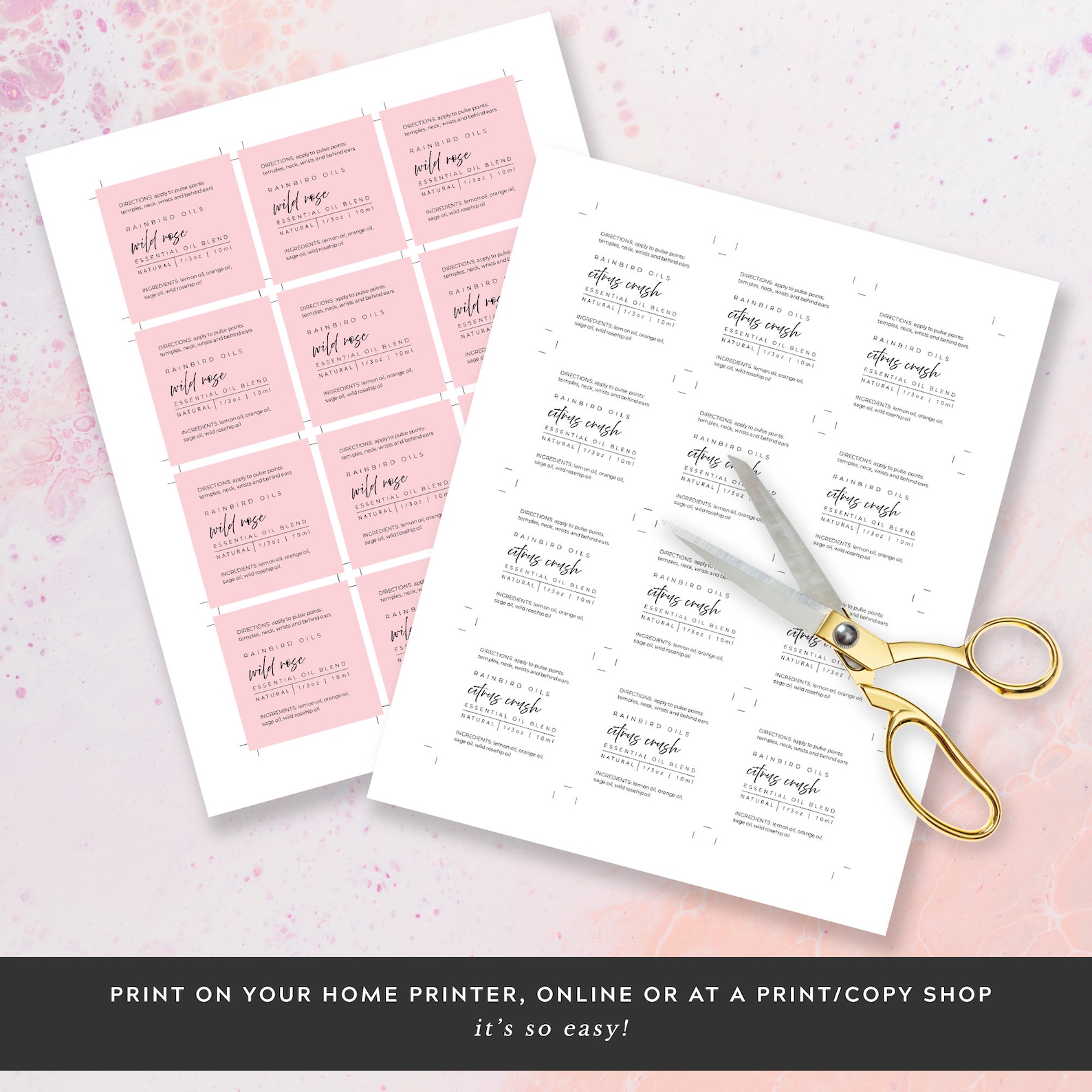 Essential Oil Labels Printable Essential Oils Roller Bottle | Etsy