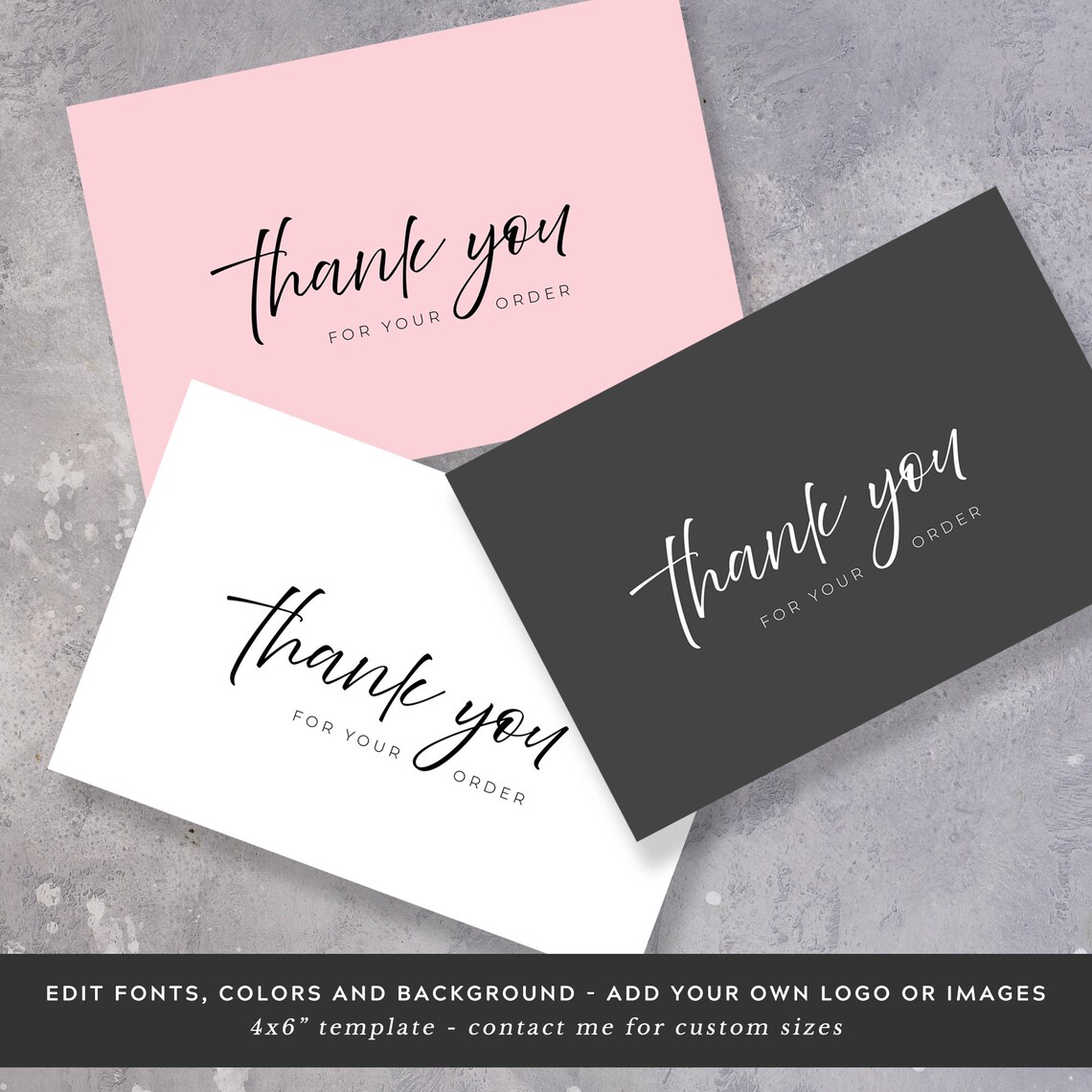 Thank You For Your Order Card Template Printable Business | Etsy