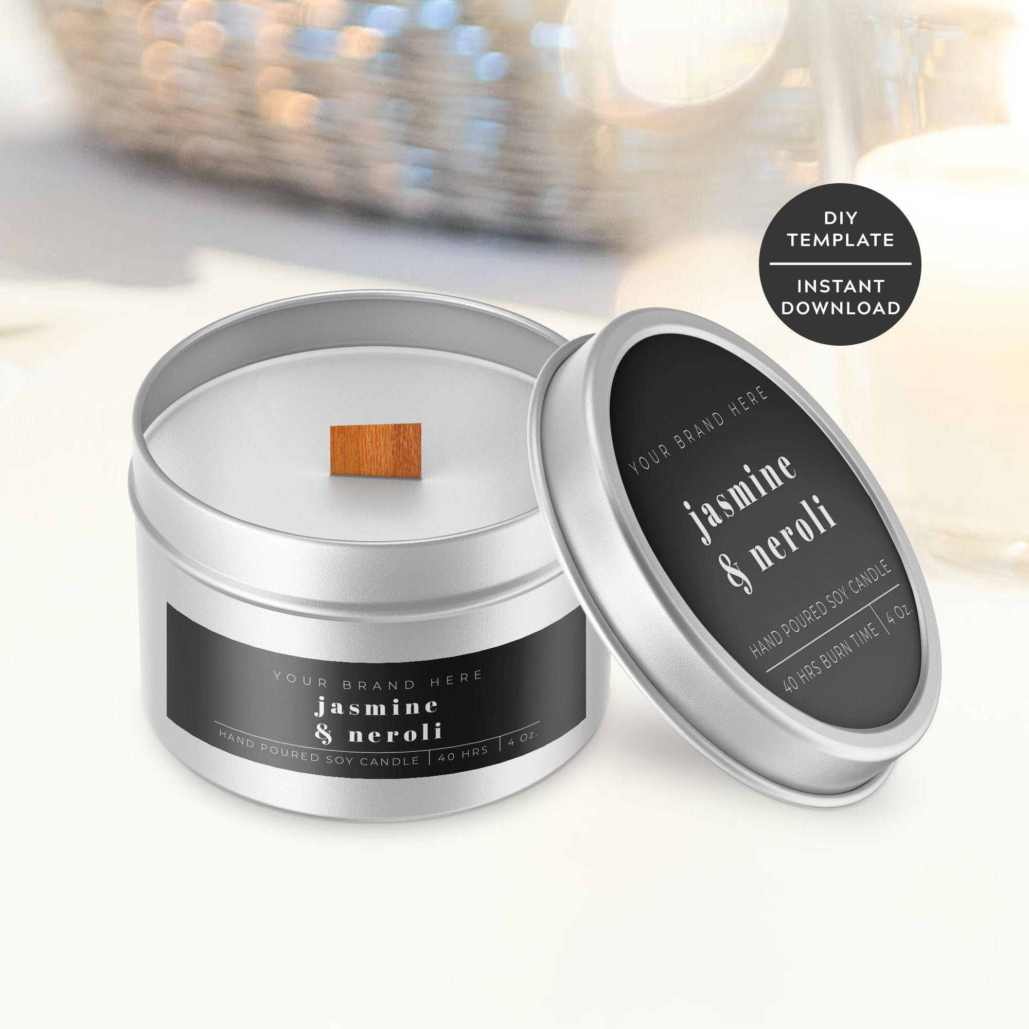 Printable Candle Tin Labels Editable Candle Jar Label | Etsy