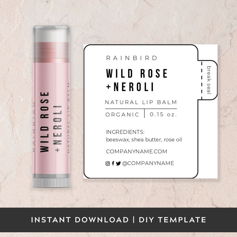 Printable Lip Balm Tube Labels Editable Lip Balm Stickers | Etsy