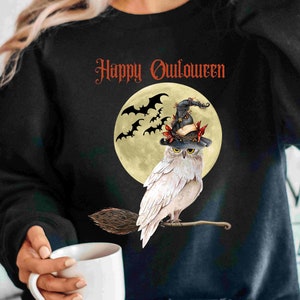 Halloween Sweatshirt, Halloween Sweater, Owl Sweatshirt, Witch Owl Shirt,2022 Happy Halloween, Retro Spooky Season