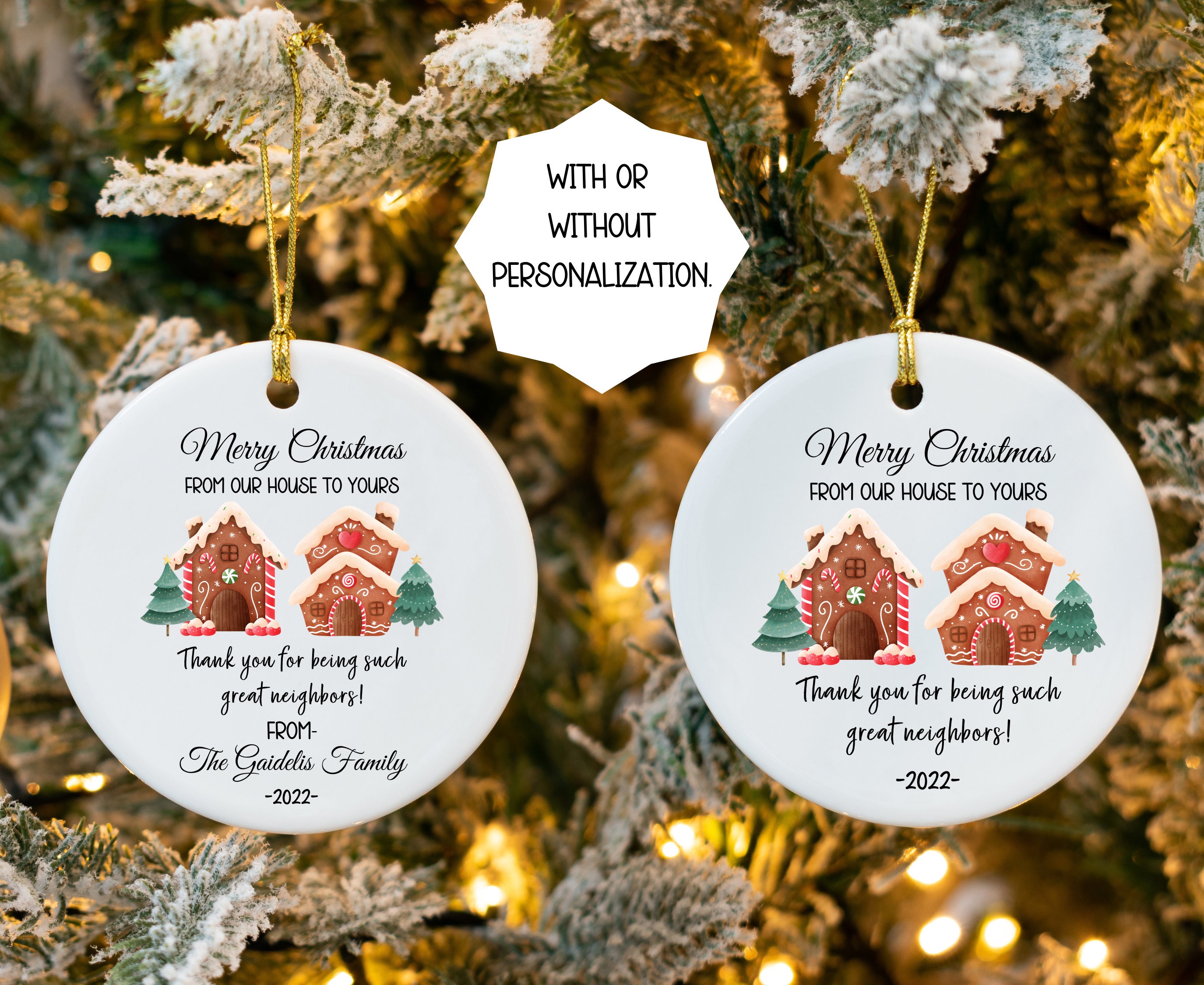 LEZAME Neighbor Gifts - Neighbor Christmas Ornament, Neighbor  Ornament, Friendship Christmas Ornament - Gift for Neighbor Friend -  Gingerbread Neighbor Design, Comes in Gift Box : Home & Kitchen