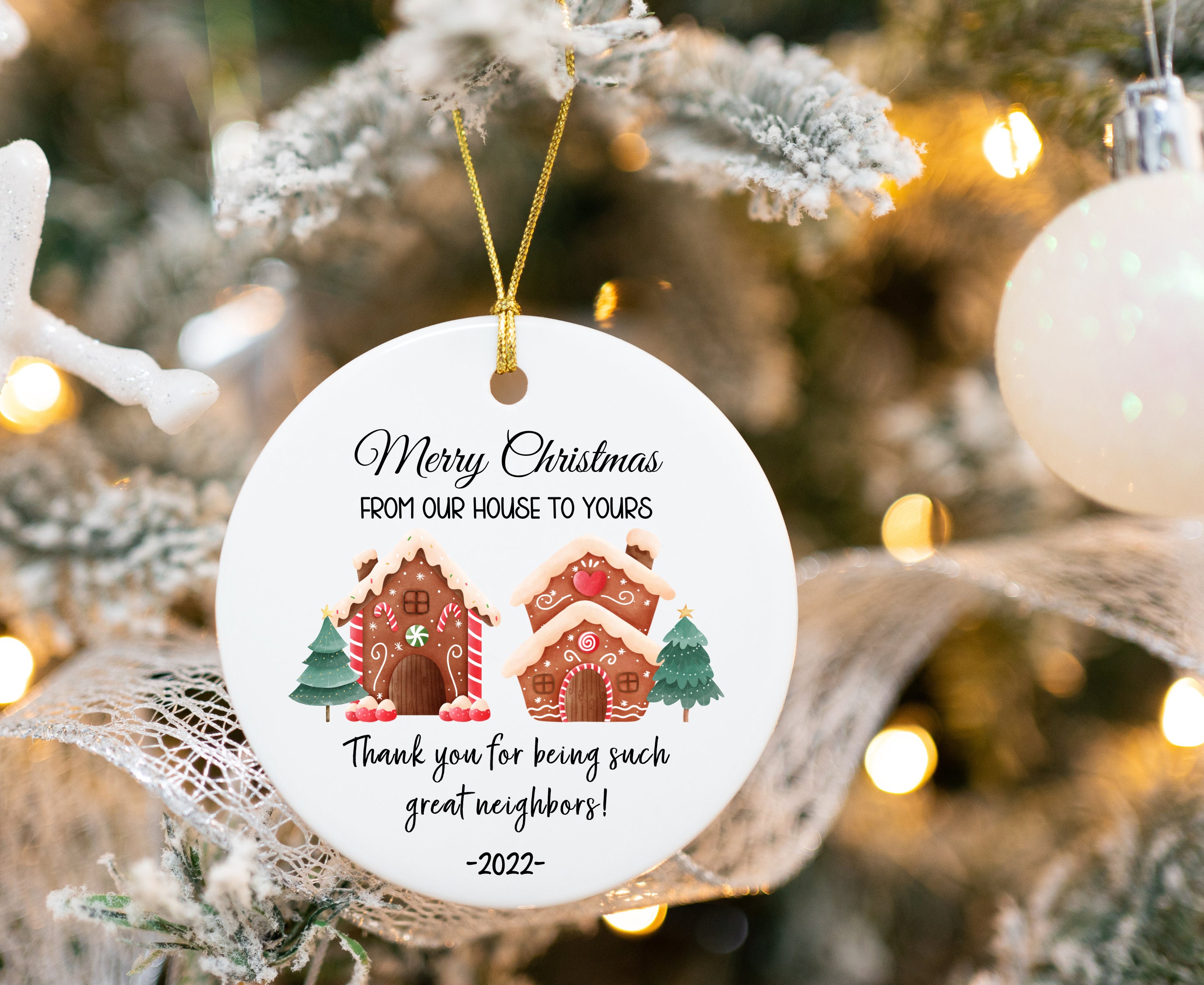  LEZAME Neighbor Gifts - Neighbor Christmas Ornament, Neighbor  Ornament, Friendship Christmas Ornament - Gift for Neighbor Friend -  Gingerbread Neighbor Design, Comes in Gift Box : Home & Kitchen