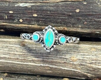 Sterling Silver and Turquoise Victorian style ring