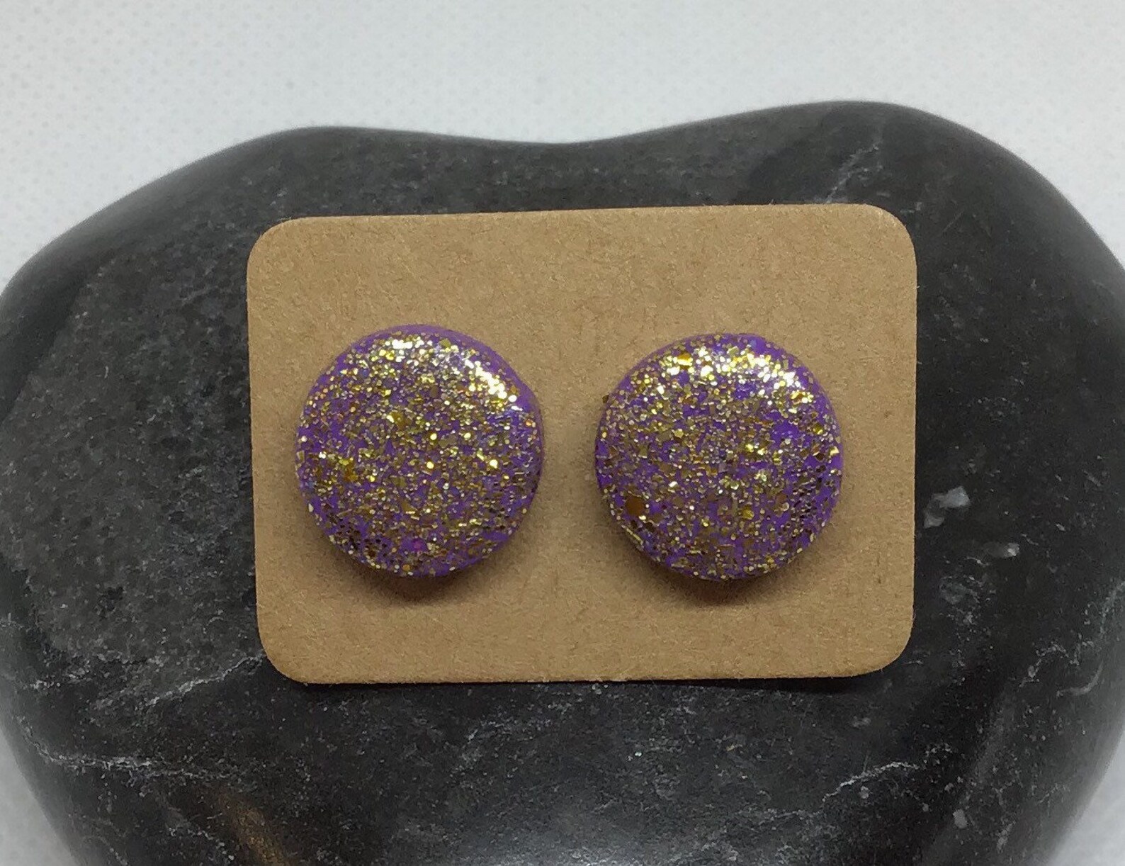 Polymer Clay and Gold Glitter Stud Earrings. Polymer Clay Etsy