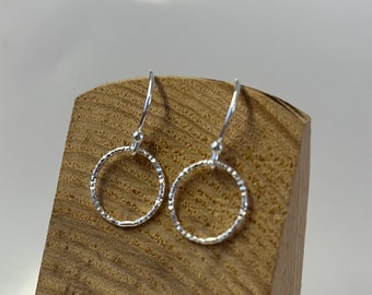 Sterling Silver Sparkling Circle Drop Earrings