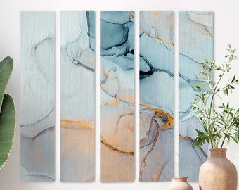 Abstract Marble Canvas Art: Blue Smoke Wall Decor