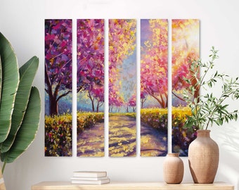luosh 5 Panel Wall Art Flowers HD Print Modular Painting Pictures Print On Canvas for Home Modern Decoration