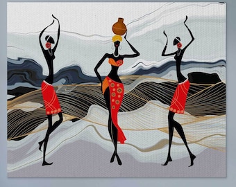 African Women Paint – DIY Ethnic Girl Canvas Wall Art, Cultural Painting for Adults PN0315
