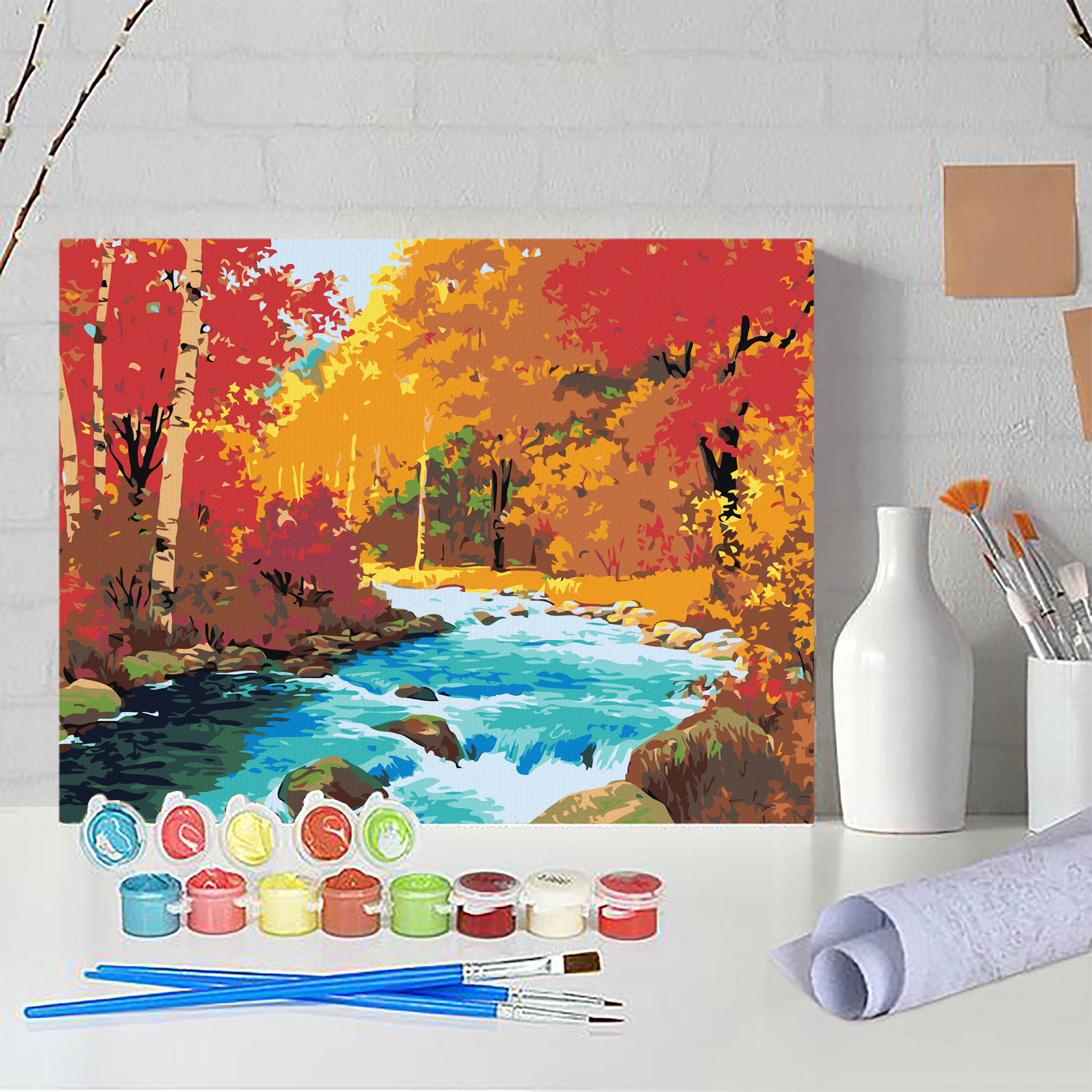 Modern Paint By Numbers Kit Orange Creamsicle Craft Supplies & Tools