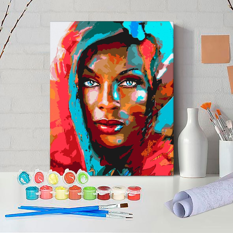 African Girl Acrylic Painting by Numbers Colorfull DIY Paint Etsy