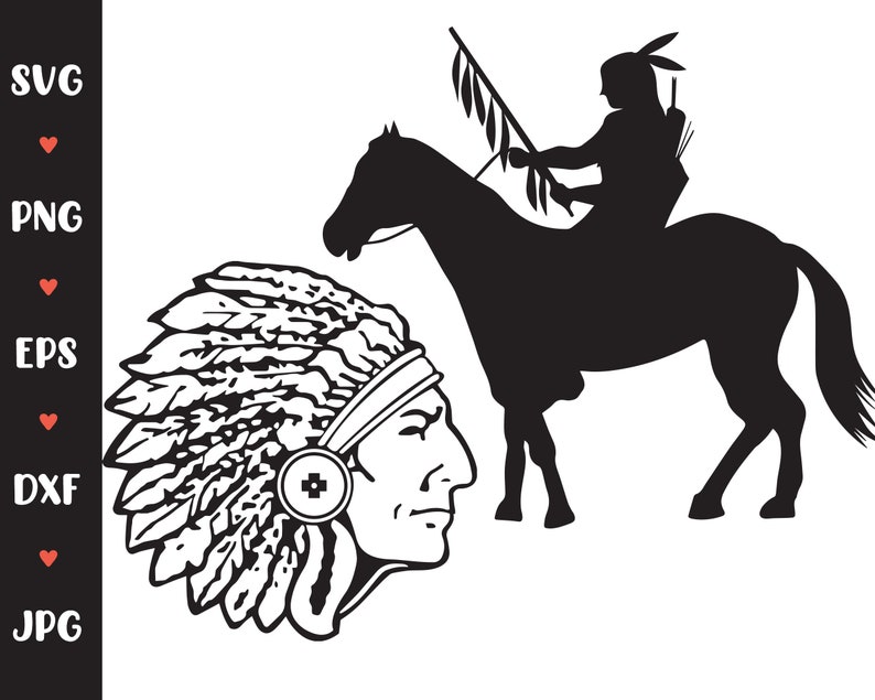 Download Clip Art Indian Chief Svg Native American Digital Files Svg Horse Art Design Indian T Shirt Zip Cut File Jpg Png Dxf Jpg Ai Pn0158 Art Collectibles