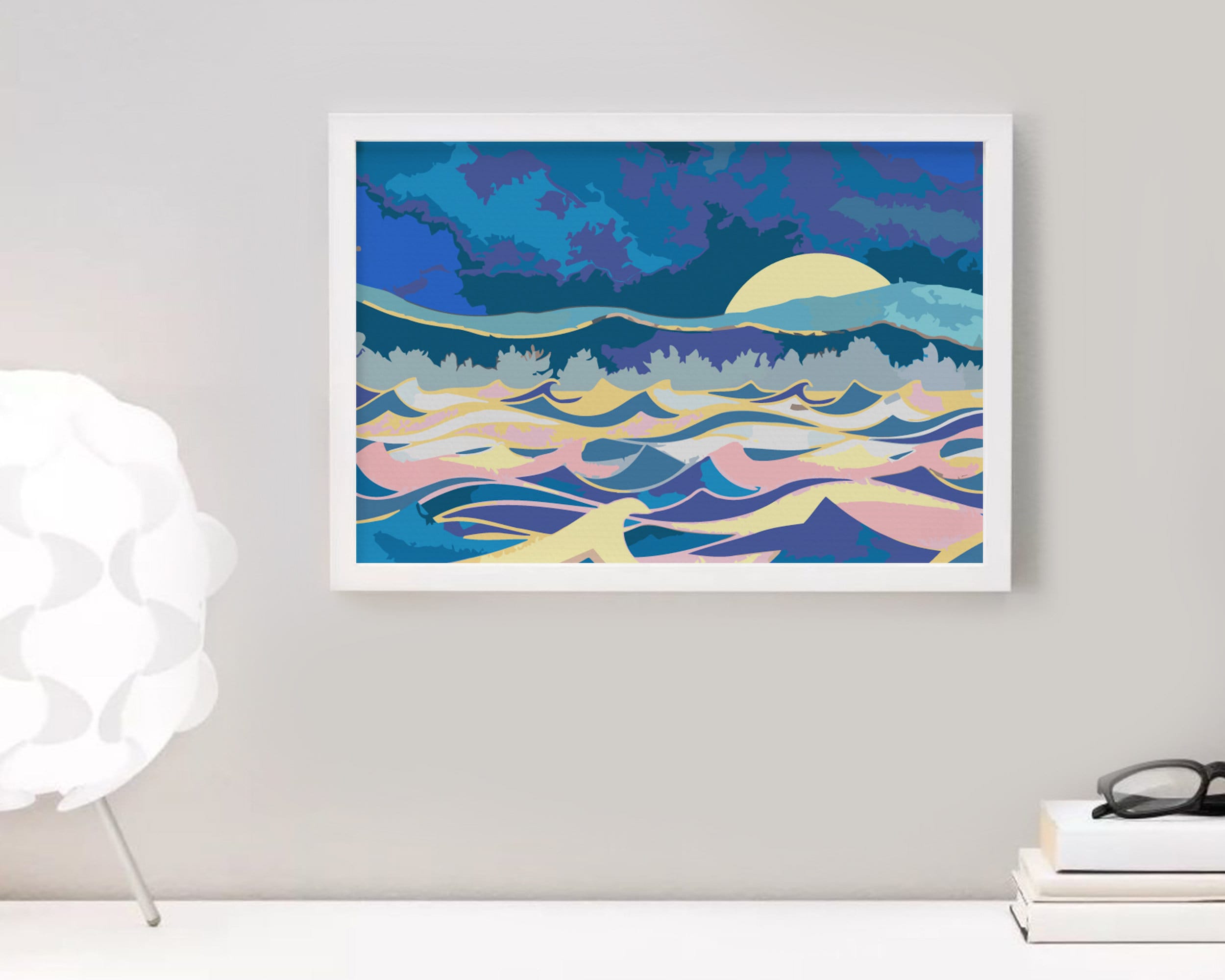 Sea Handmade DIY Painting by Numbers Set Wave Painting on - Etsy