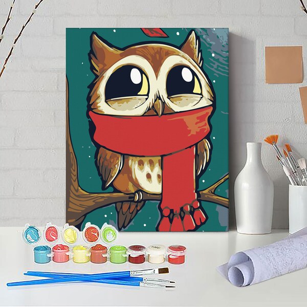 Paint by Number Kit, Owl Etsy